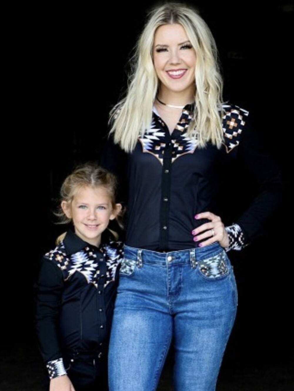 RANCH DRESS'N Fallon Taylor"Del Rio" Black Southwest Performance rodeo shirt LG